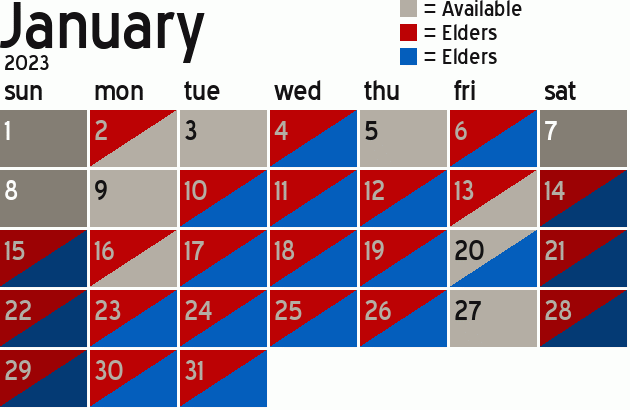 Missionary Dinner Calendar