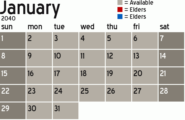Missionary Dinner Calendar