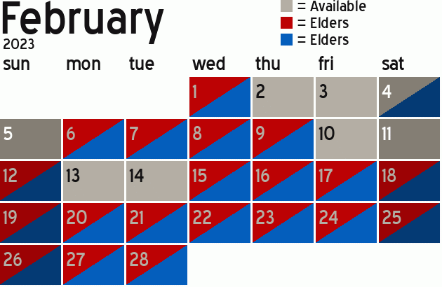 Missionary Dinner Calendar