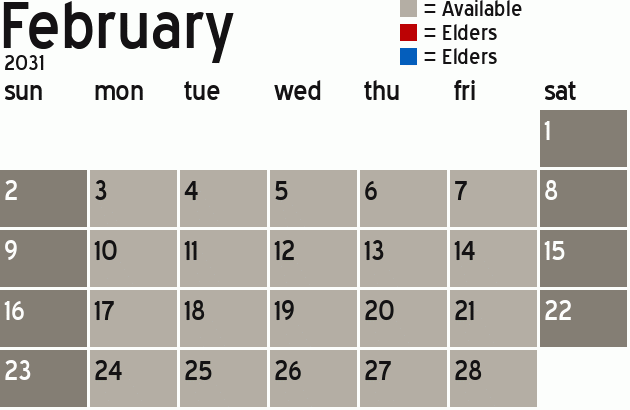 Missionary Dinner Calendar