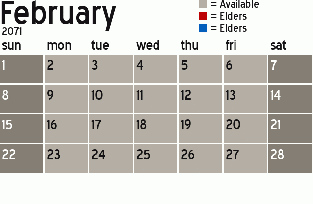 Missionary Dinner Calendar