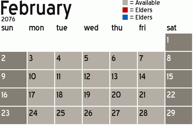 Missionary Dinner Calendar