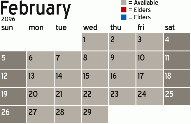 Missionary Dinner Calendar