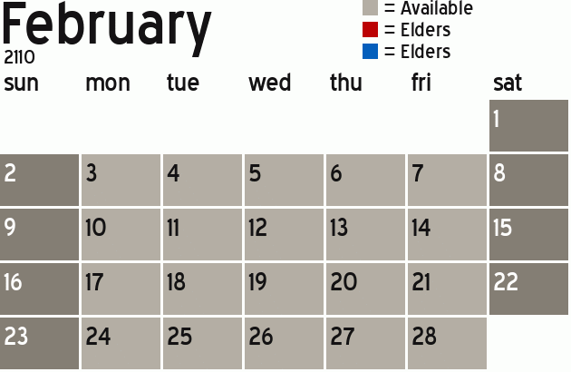 Missionary Dinner Calendar