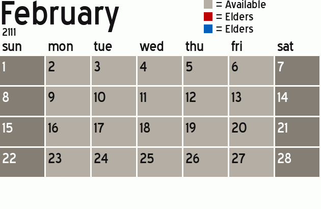 Missionary Dinner Calendar