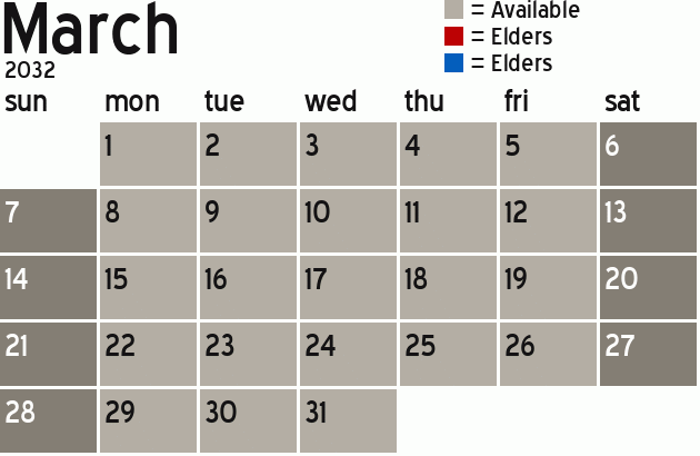 Missionary Dinner Calendar