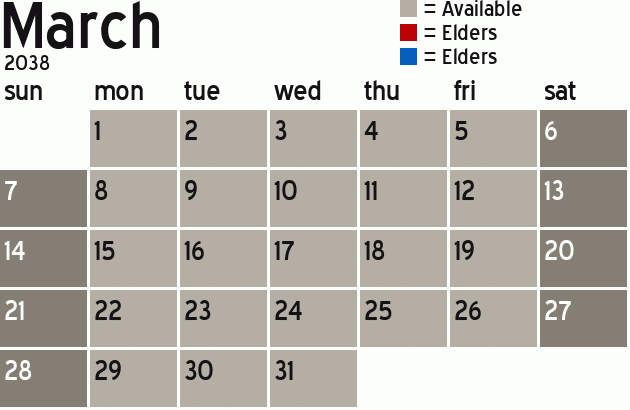 Missionary Dinner Calendar
