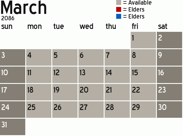 Missionary Dinner Calendar