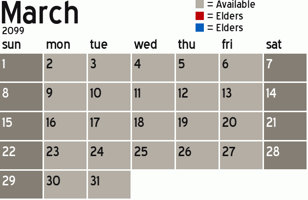 Missionary Dinner Calendar