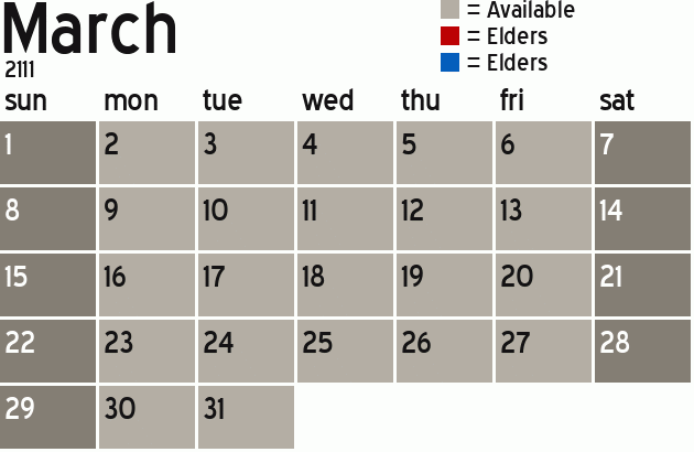 Missionary Dinner Calendar