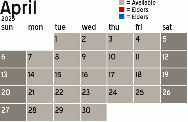 Missionary Dinner Calendar
