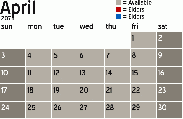 Missionary Dinner Calendar
