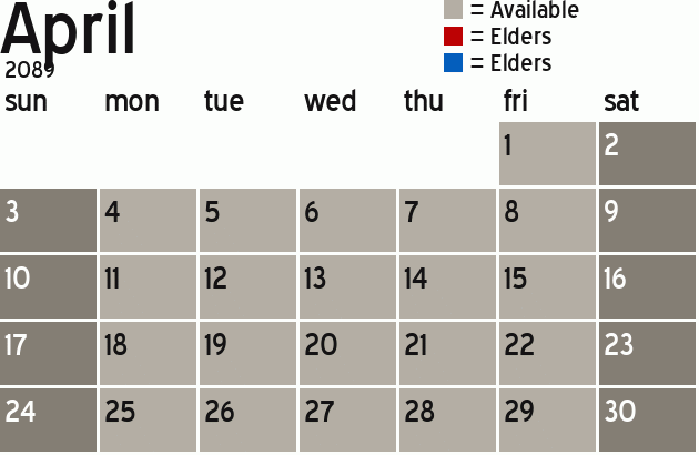Missionary Dinner Calendar