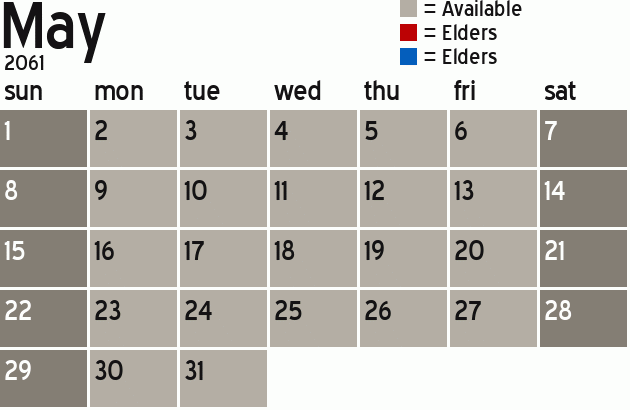 Missionary Dinner Calendar