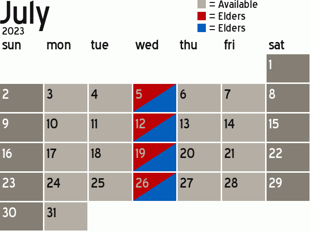 Missionary Dinner Calendar