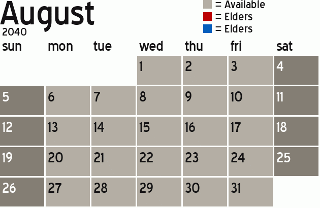 Missionary Dinner Calendar