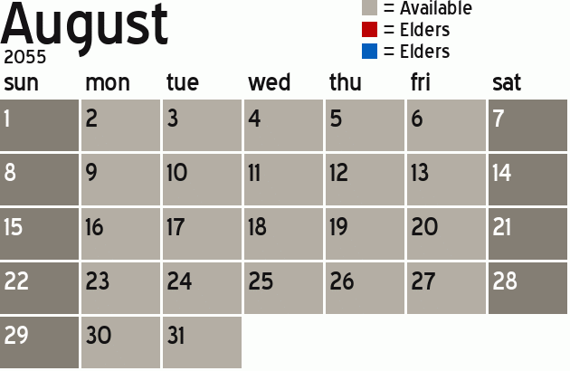 Missionary Dinner Calendar