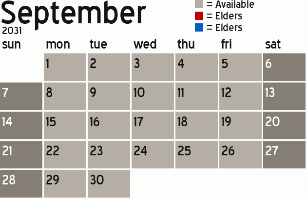 Missionary Dinner Calendar
