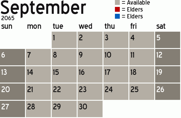 Missionary Dinner Calendar