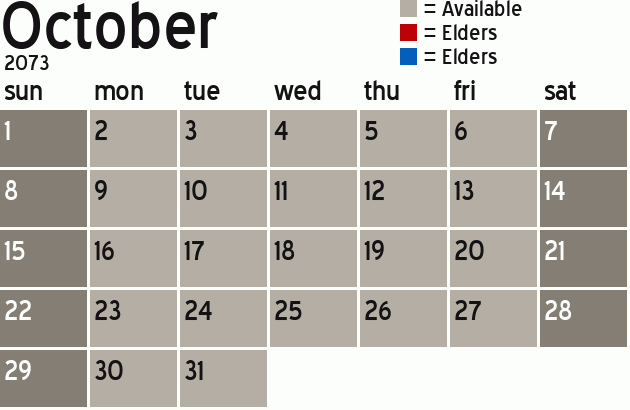 Missionary Dinner Calendar