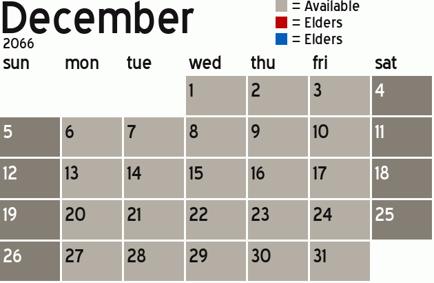 Missionary Dinner Calendar
