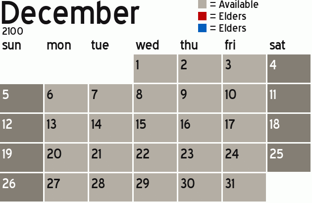 Missionary Dinner Calendar