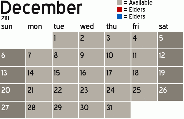 Missionary Dinner Calendar